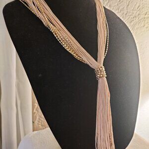 Draped "Y" necklace with gold chains